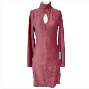 Dual Nature Mauve Ribbed Velour Keyhole Front Dress Size Small